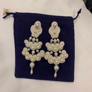 Tory Burch pearl chandelier earrings